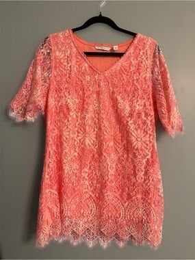 Isaac Mizrahi Live! Coral Lace Scoop Neck Top
